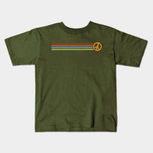 RETRO PEACE STRIPES - 70s Vintage Color Palette Kids T-Shirt